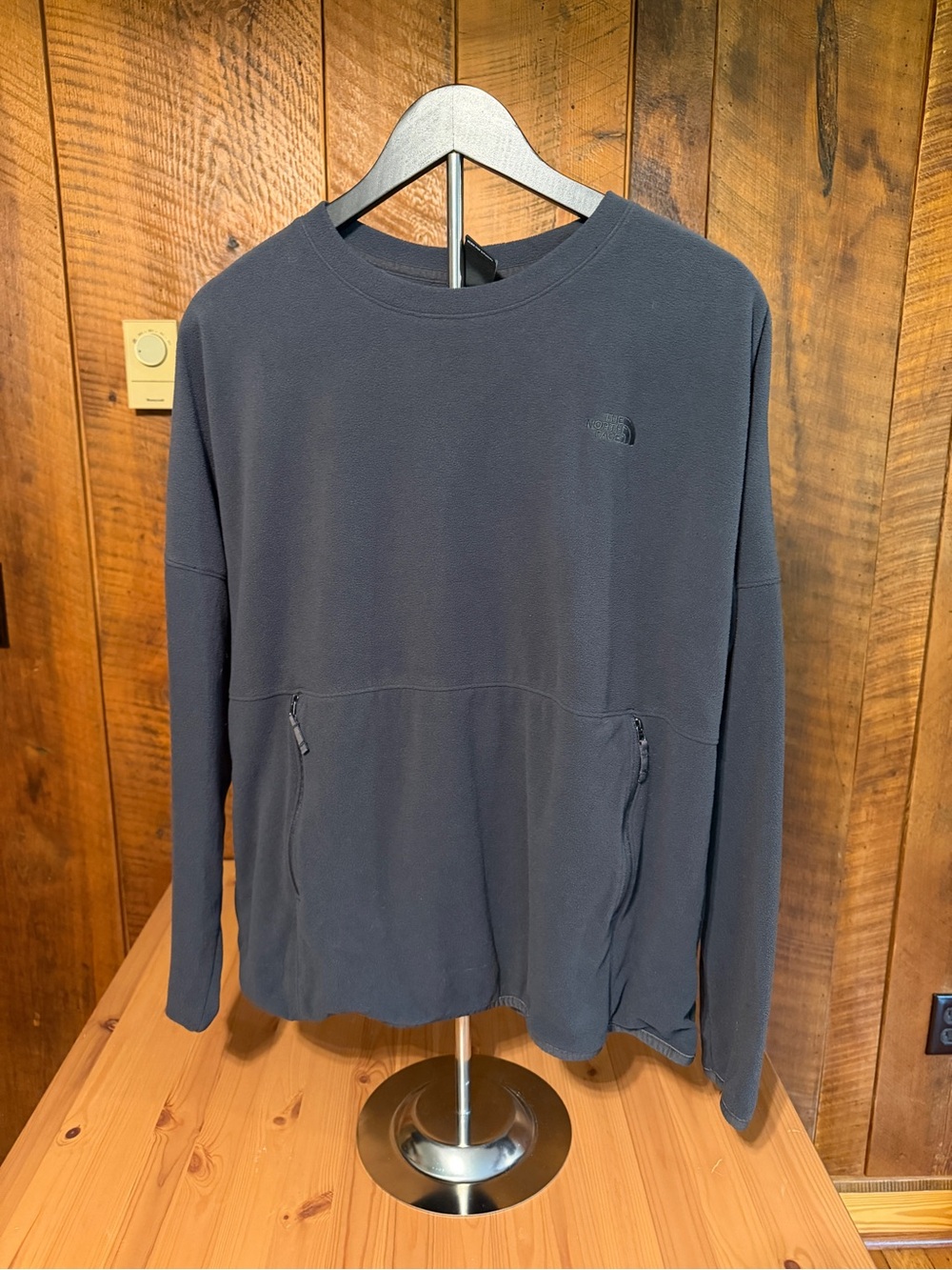 The North Face TKA Glacier Grey Fleece Pullover Sweatshirt L Zipper Pouch Gorp